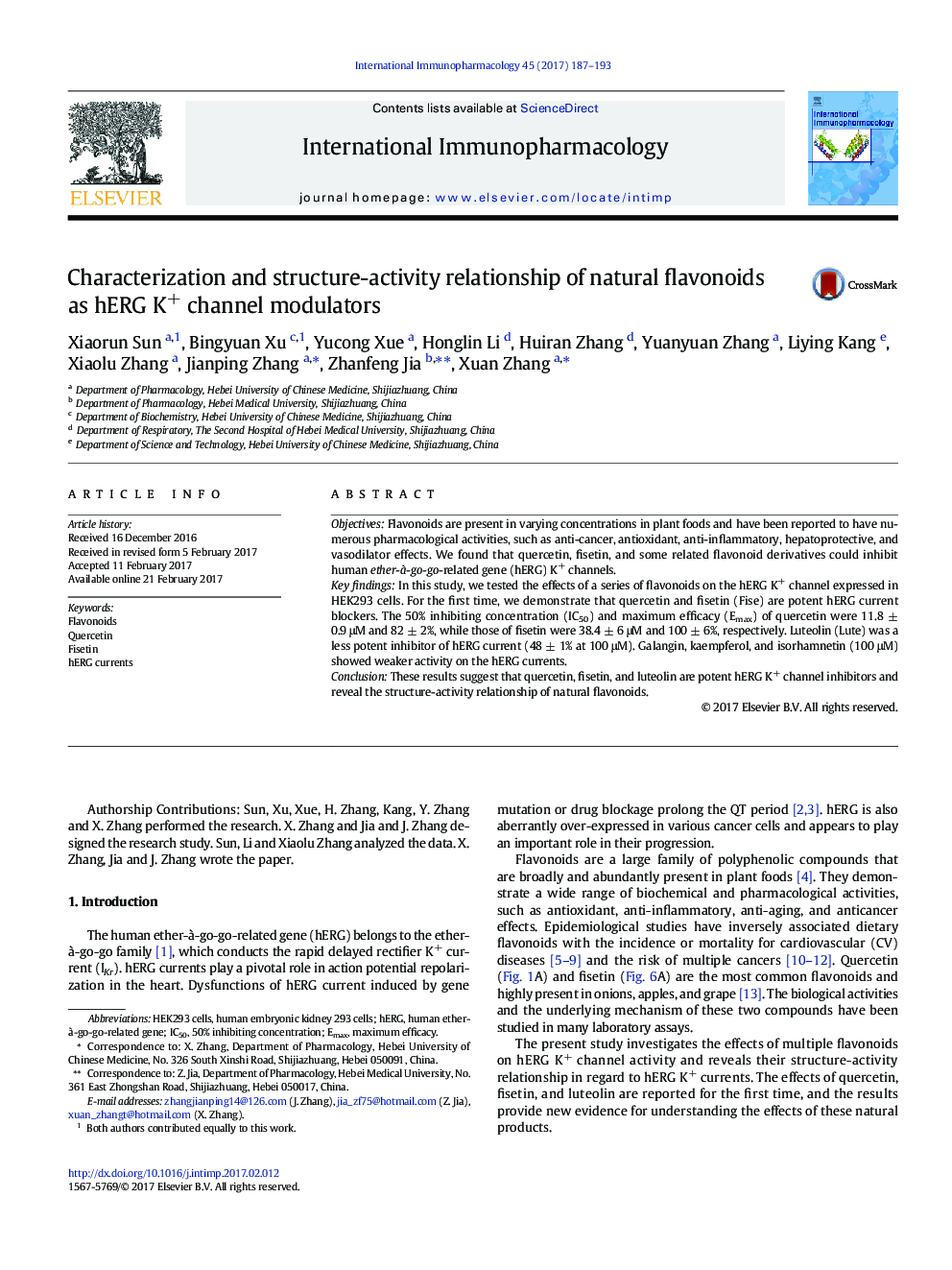 Characterization and structure-activity relationship of natural flavonoids as hERG K+ channel modulators