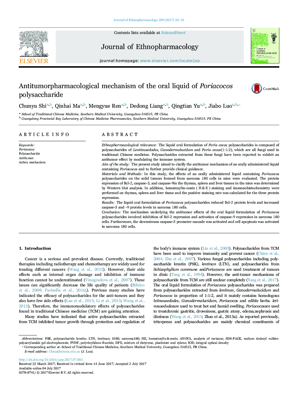 Antitumorpharmacological mechanism of the oral liquid of Poriacocos polysaccharide