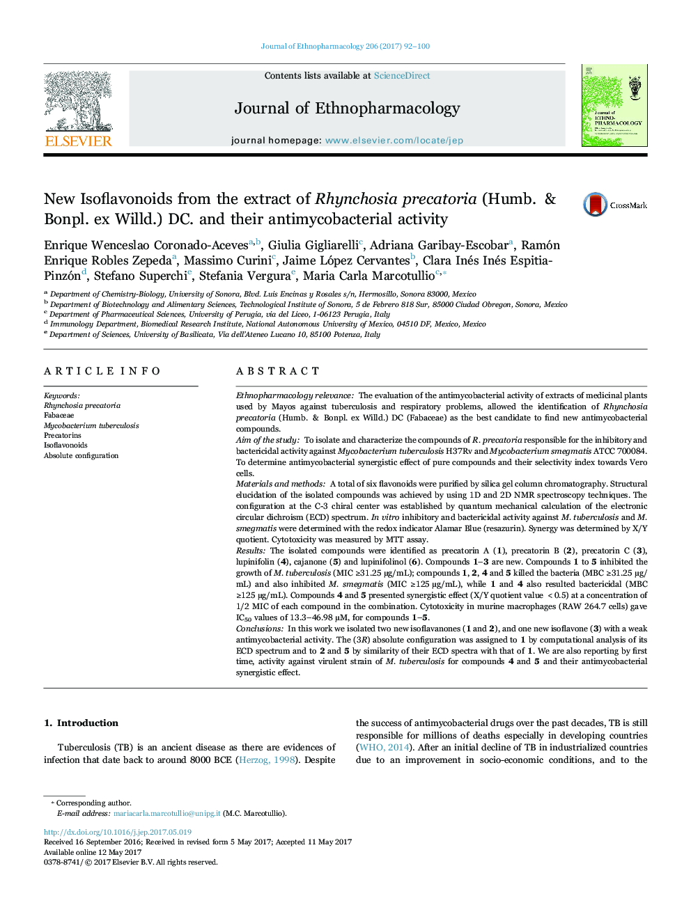 New Isoflavonoids from the extract of Rhynchosia precatoria (Humb. & Bonpl. ex Willd.) DC. and their antimycobacterial activity