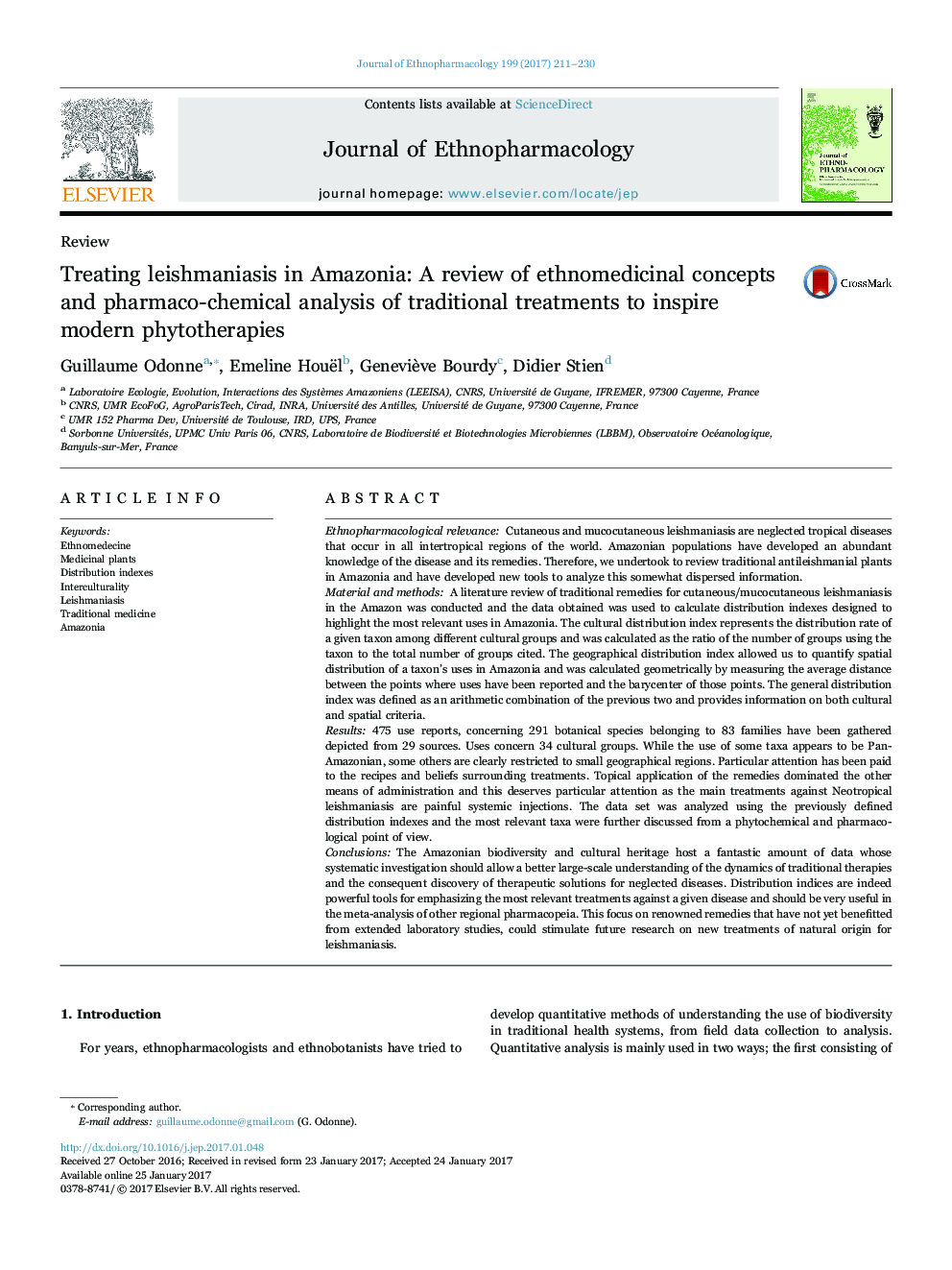 Treating leishmaniasis in Amazonia: A review of ethnomedicinal concepts and pharmaco-chemical analysis of traditional treatments to inspire modern phytotherapies