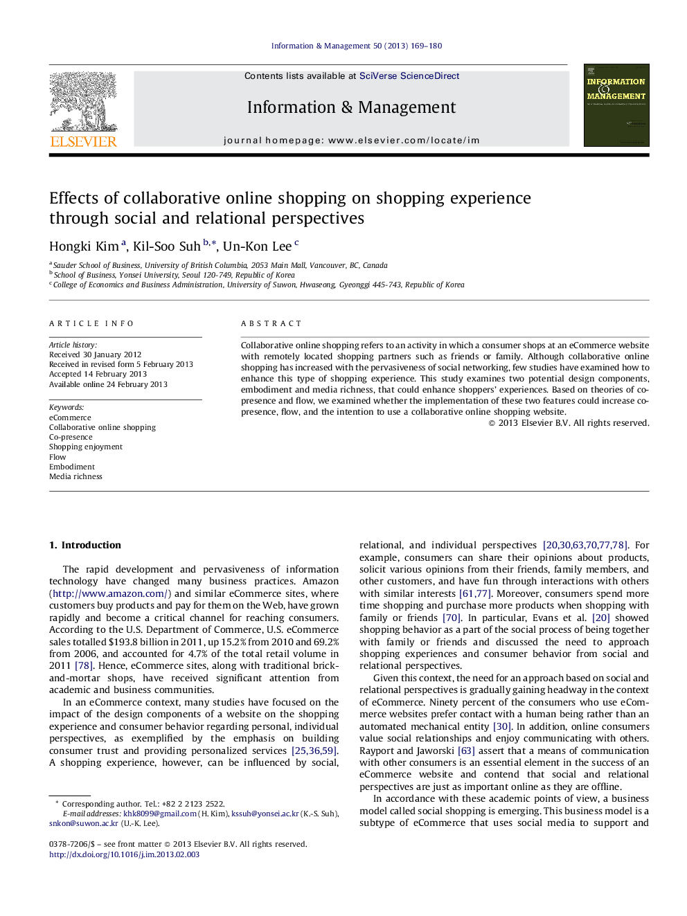 Effects of collaborative online shopping on shopping experience through social and relational perspectives