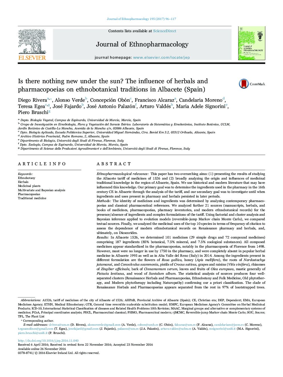 Is there nothing new under the sun? The influence of herbals and pharmacopoeias on ethnobotanical traditions in Albacete (Spain)