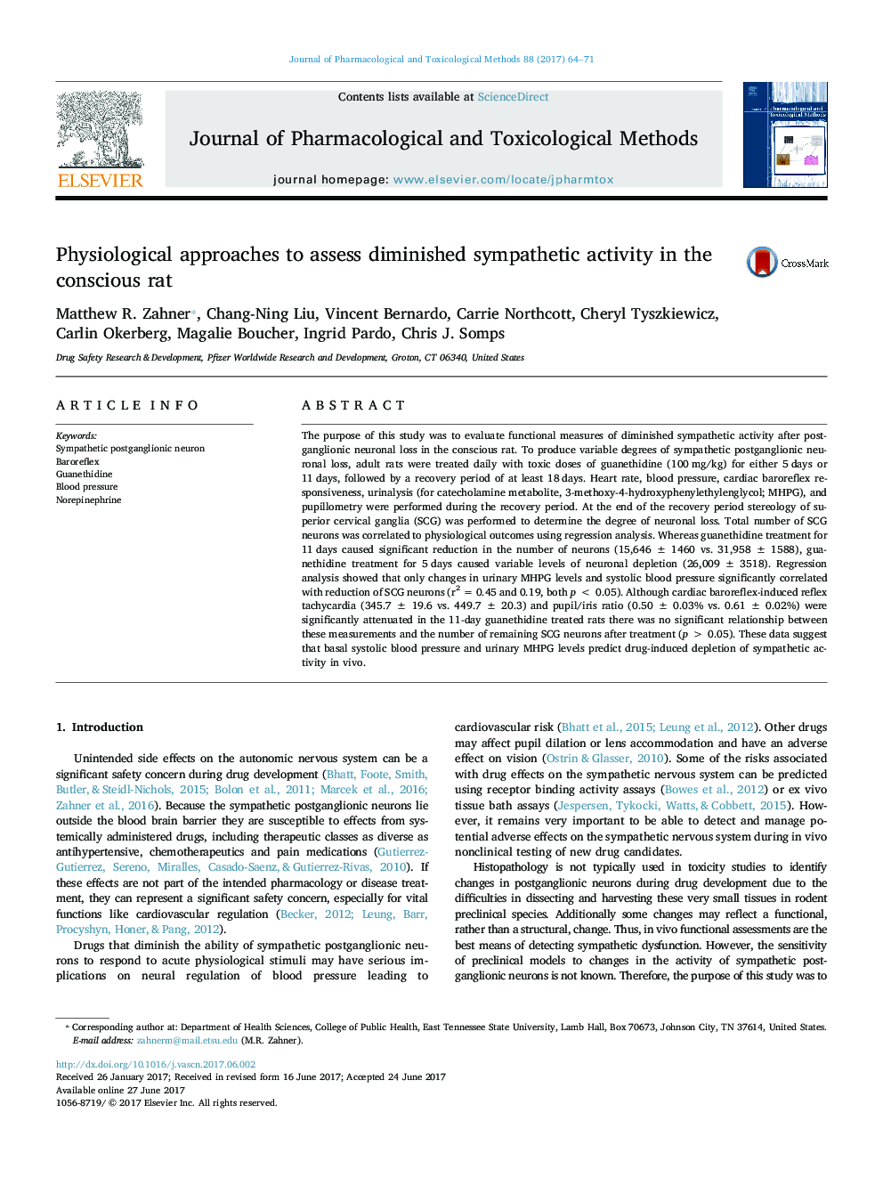 Physiological approaches to assess diminished sympathetic activity in the conscious rat