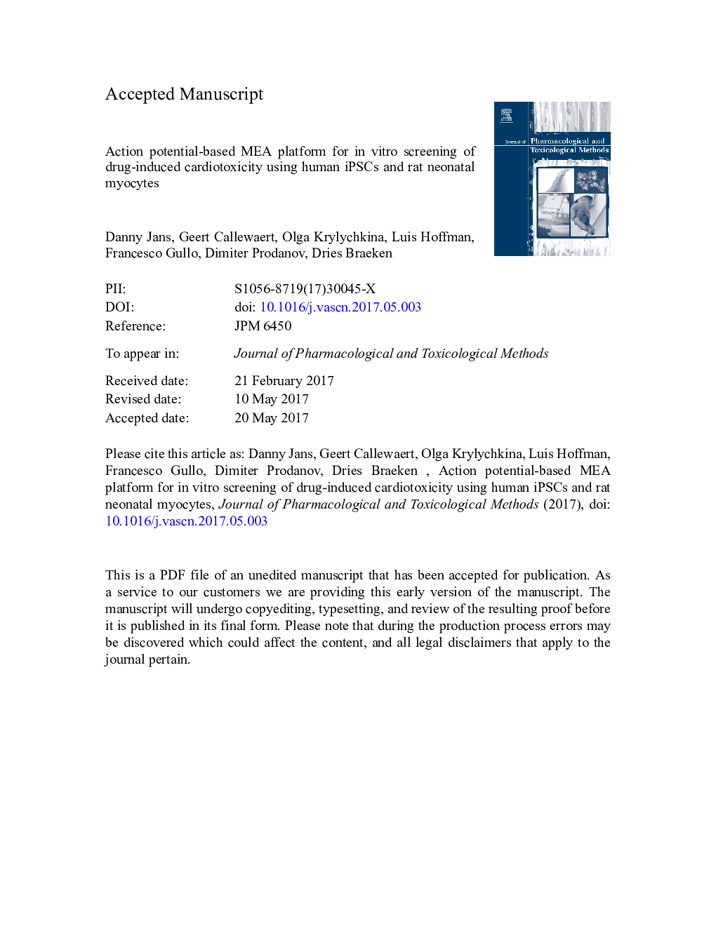 Action potential-based MEA platform for in vitro screening of drug-induced cardiotoxicity using human iPSCs and rat neonatal myocytes