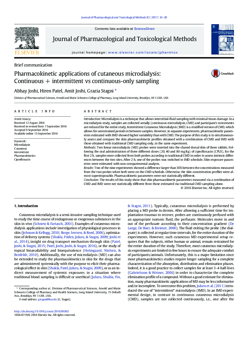 Pharmacokinetic applications of cutaneous microdialysis: Continuous + intermittent vs continuous-only sampling