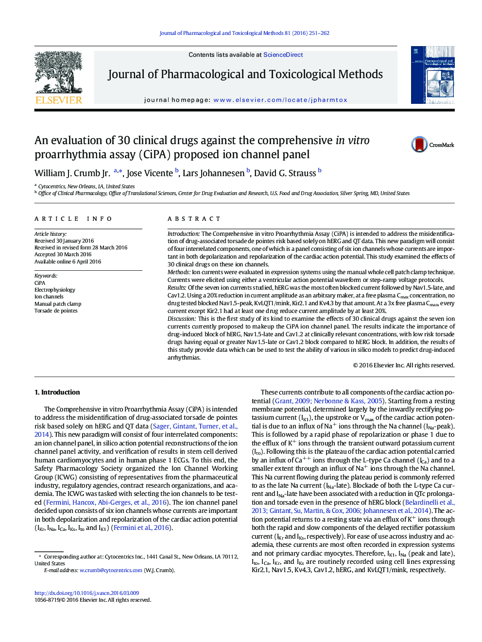 An evaluation of 30 clinical drugs against the comprehensive in vitro proarrhythmia assay (CiPA) proposed ion channel panel