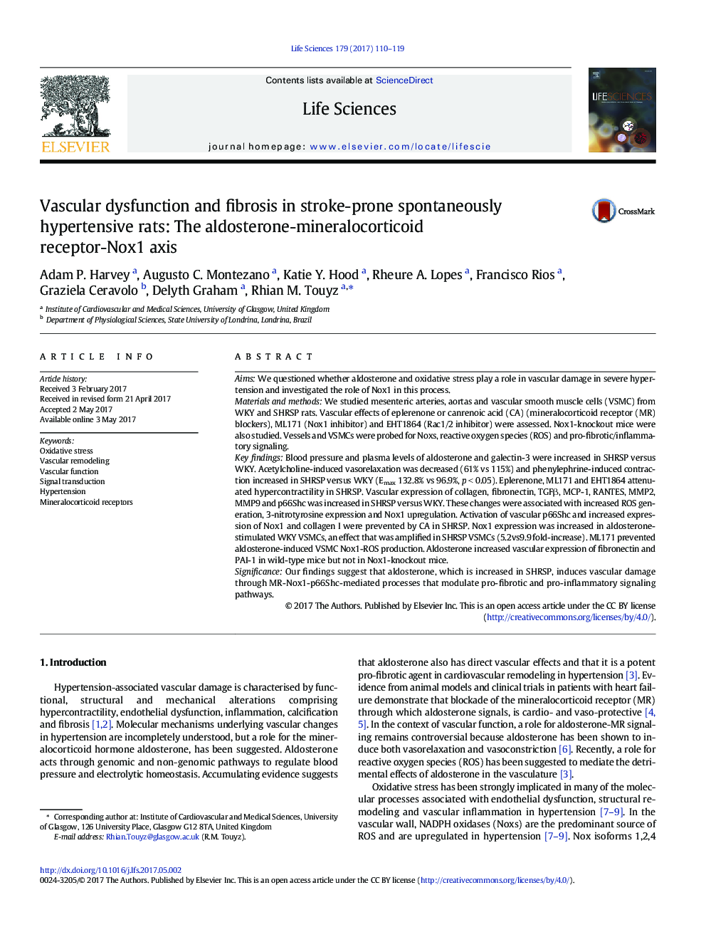 Vascular dysfunction and fibrosis in stroke-prone spontaneously hypertensive rats: The aldosterone-mineralocorticoid receptor-Nox1 axis