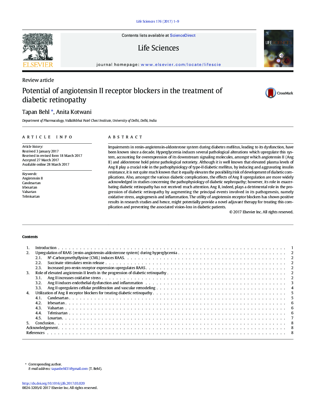 Potential of angiotensin II receptor blockers in the treatment of diabetic retinopathy