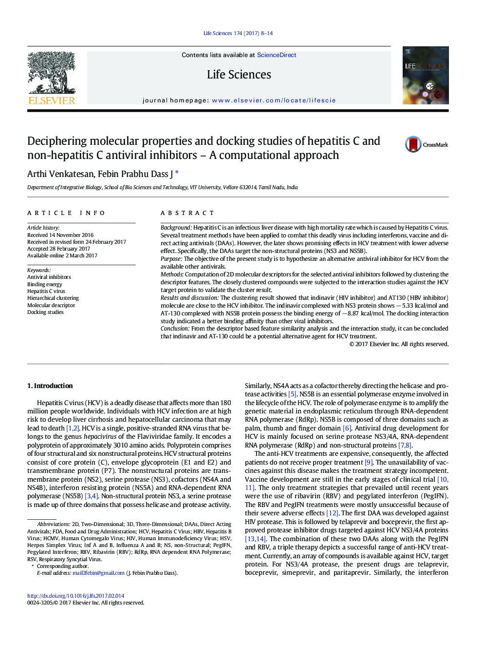 Deciphering molecular properties and docking studies of hepatitis C and non-hepatitis C antiviral inhibitors - A computational approach