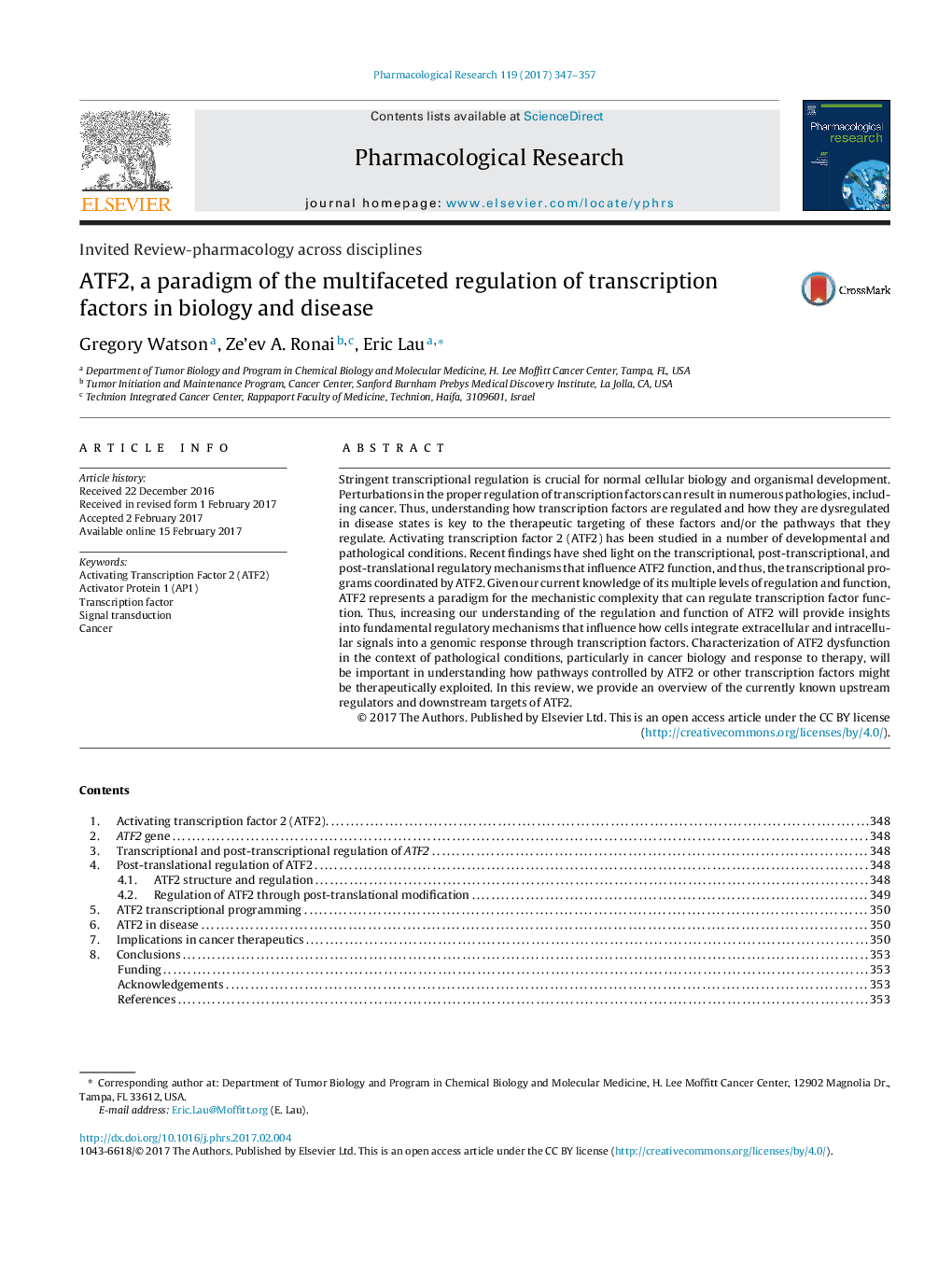 ATF2, a paradigm of the multifaceted regulation of transcription factors in biology and disease