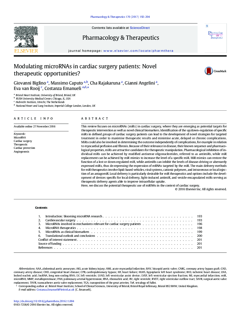 Modulating microRNAs in cardiac surgery patients: Novel therapeutic opportunities?