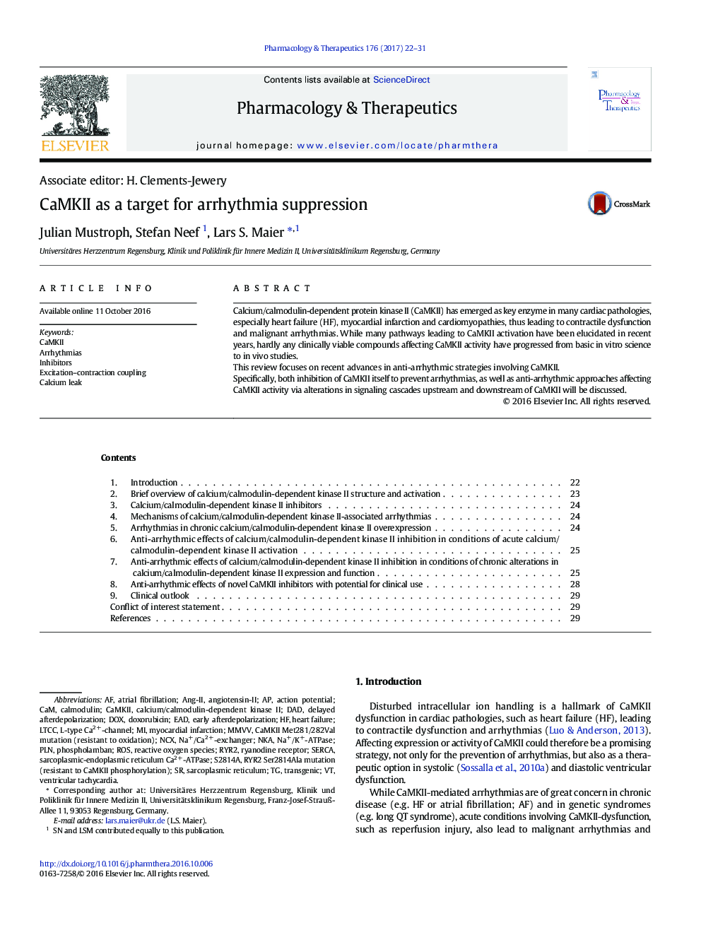 CaMKII as a target for arrhythmia suppression