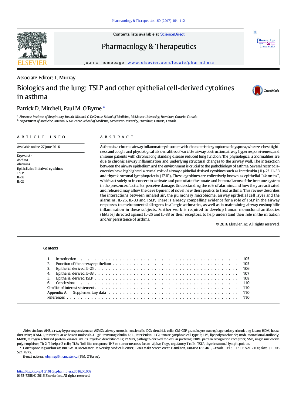 Biologics and the lung: TSLP and other epithelial cell-derived cytokines in asthma