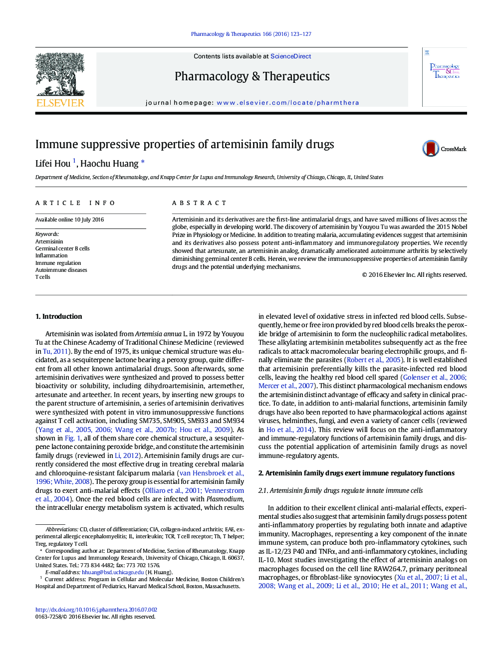 Immune suppressive properties of artemisinin family drugs