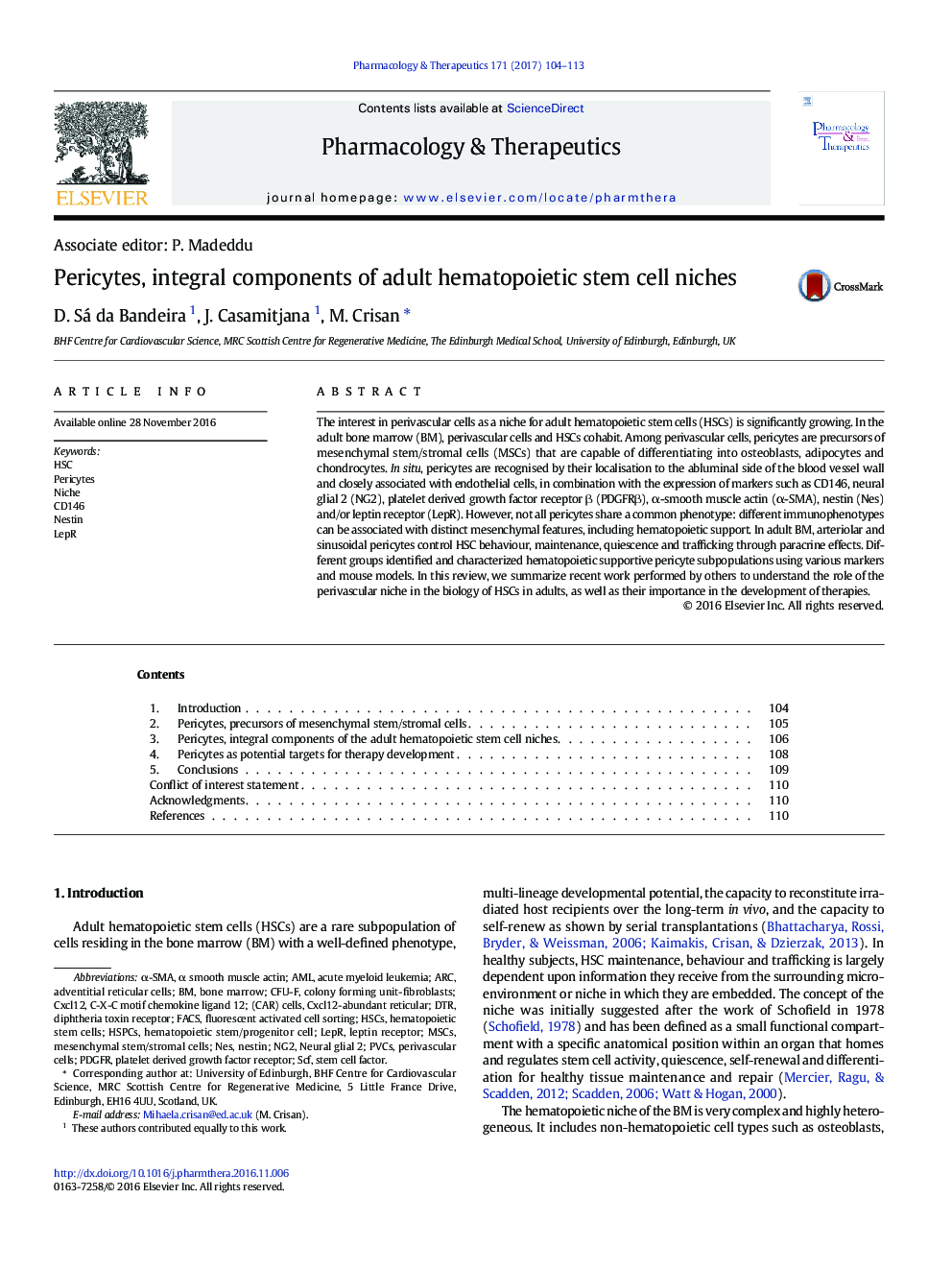 Pericytes, integral components of adult hematopoietic stem cell niches