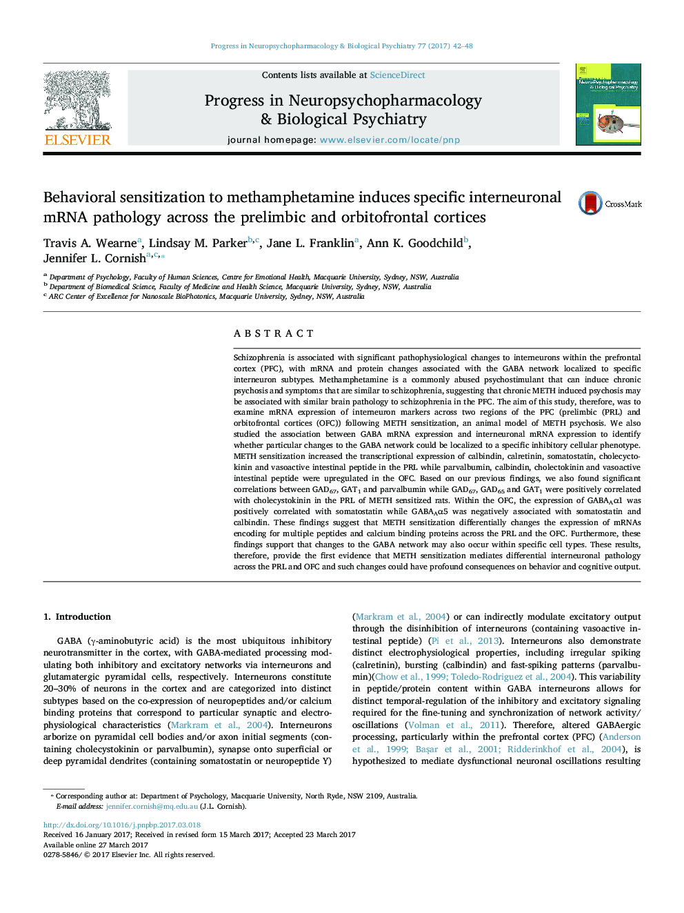 Behavioral sensitization to methamphetamine induces specific interneuronal mRNA pathology across the prelimbic and orbitofrontal cortices