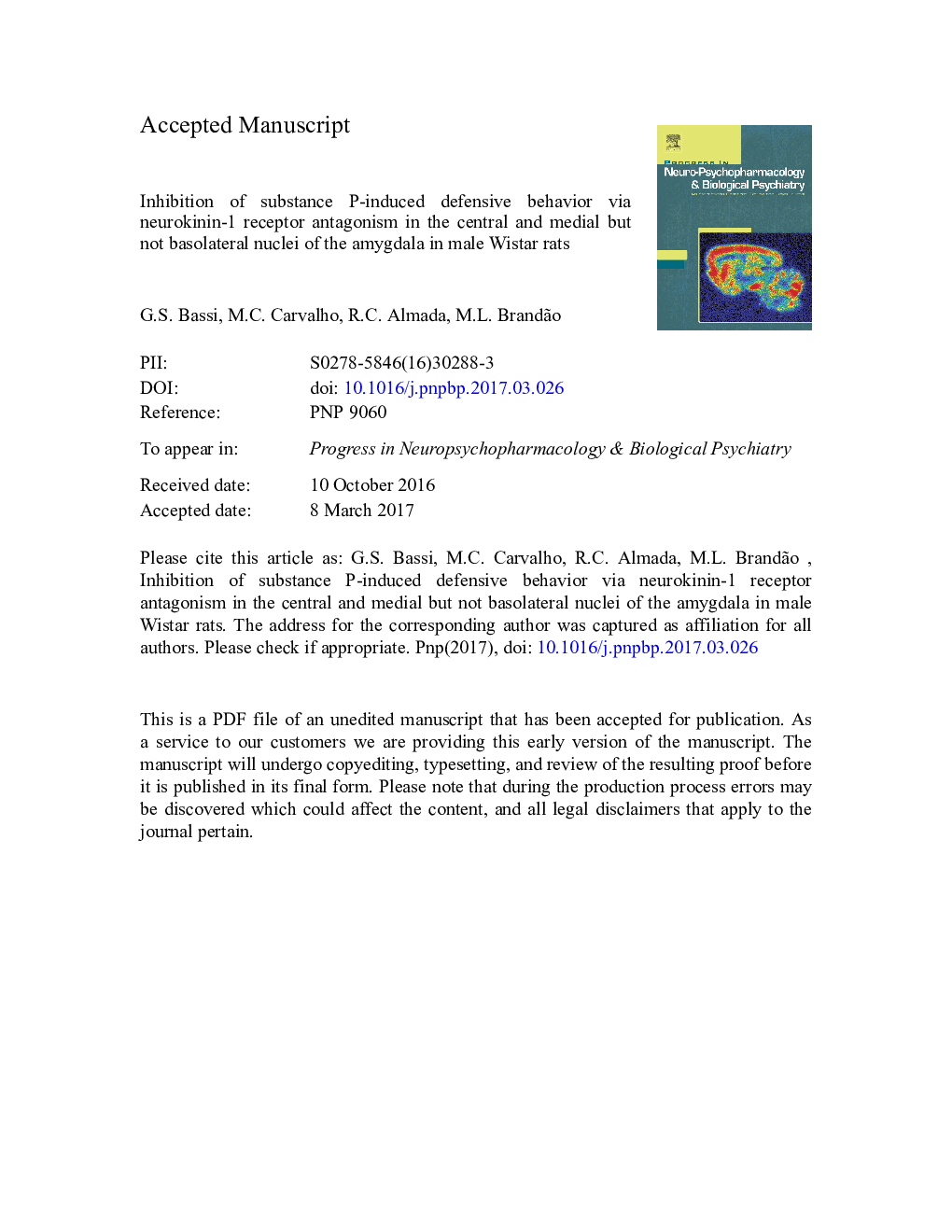 Inhibition of substance P-induced defensive behavior via neurokinin-1 receptor antagonism in the central and medial but not basolateral nuclei of the amygdala in male Wistar rats