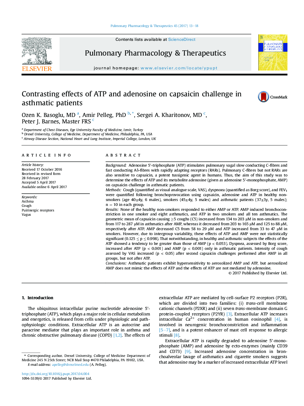 Contrasting effects of ATP and adenosine on capsaicin challenge in asthmatic patients