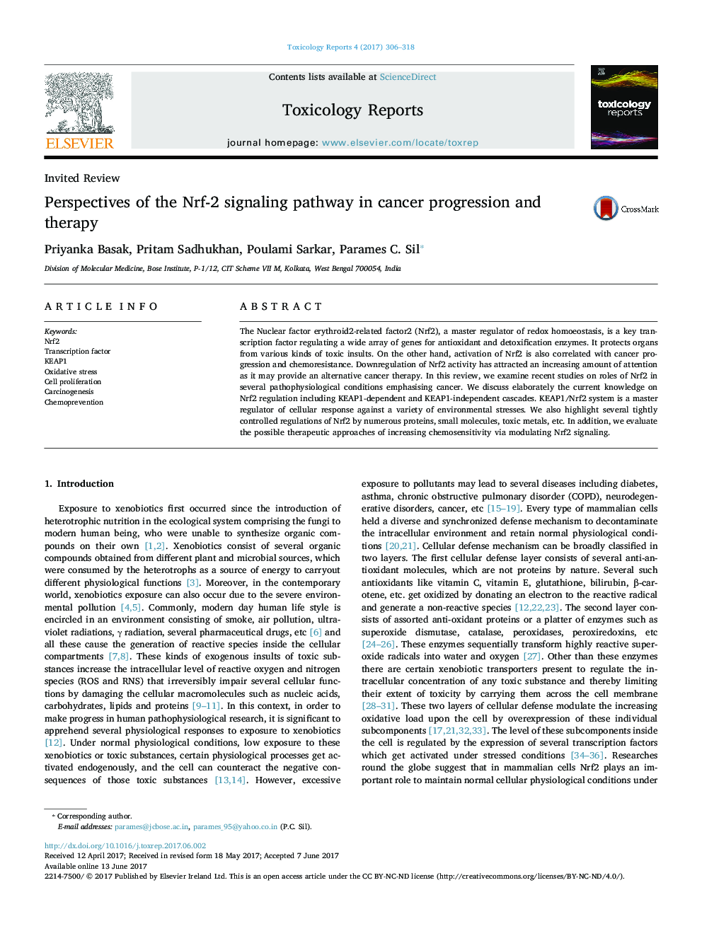 Perspectives of the Nrf-2 signaling pathway in cancer progression and therapy