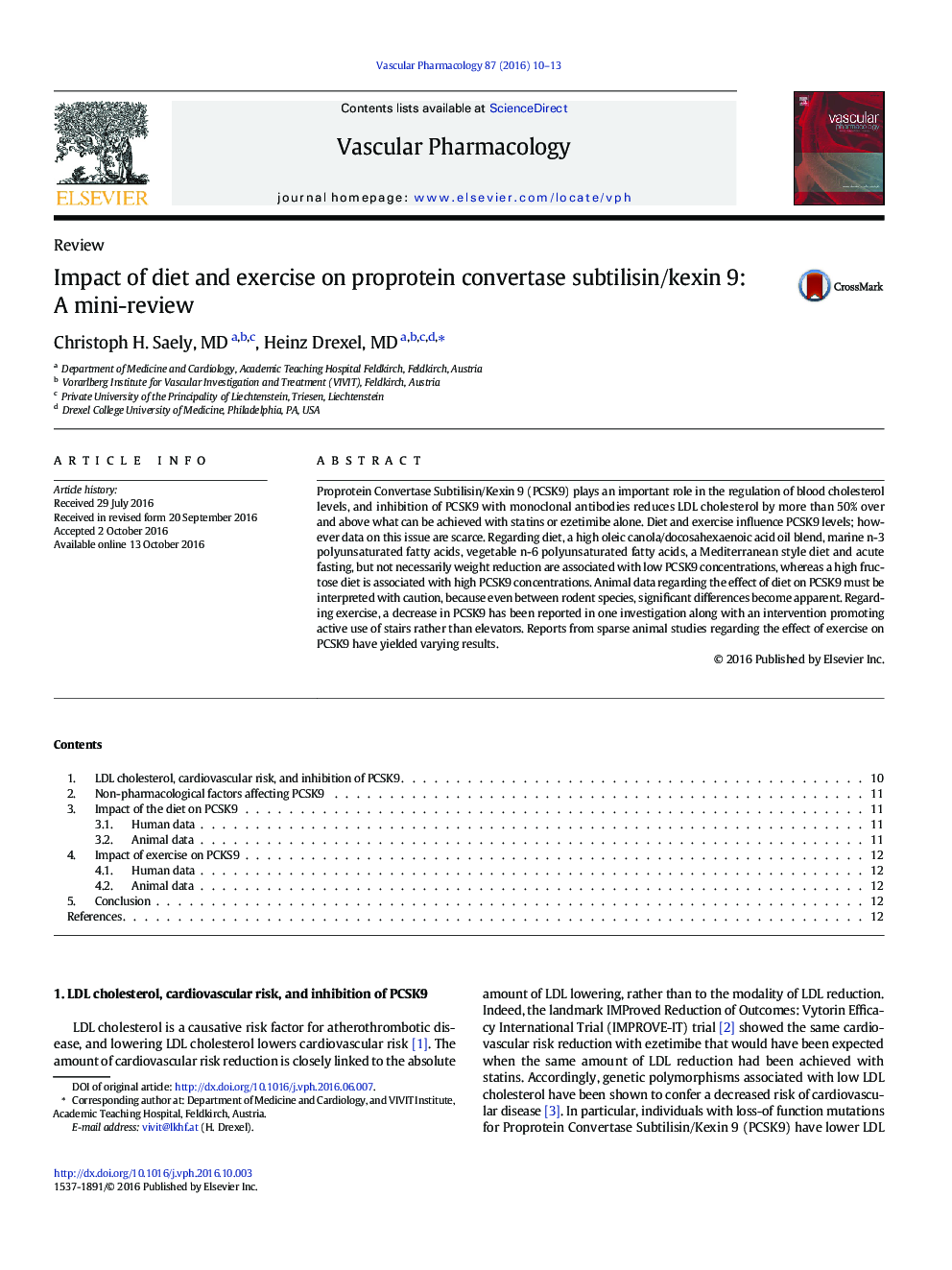 عکس صفحه اول مقاله: Impact of diet and exercise on proprotein convertase subtilisin/kexin 9: A mini-review Impact of diet and exercise on proprotein convertase subtilisin/kexin 9: A mini-review