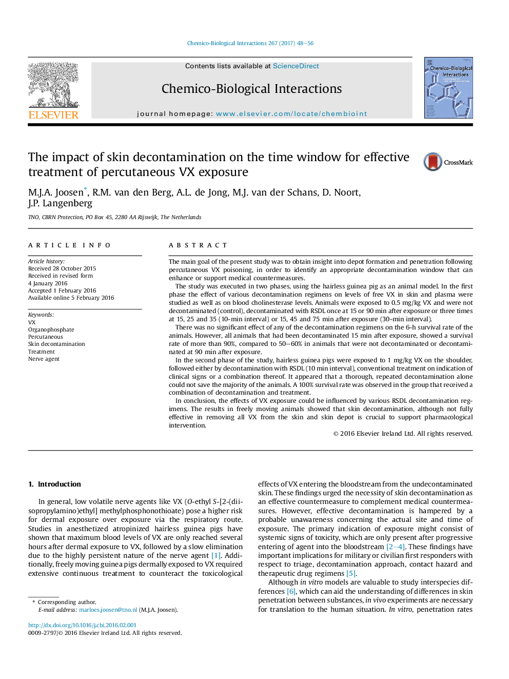 The impact of skin decontamination on the time window for effective treatment of percutaneous VX exposure