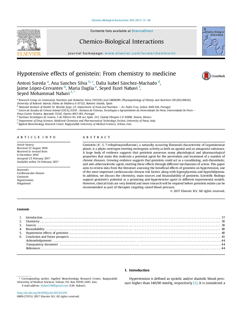 Hypotensive effects of genistein: From chemistry to medicine