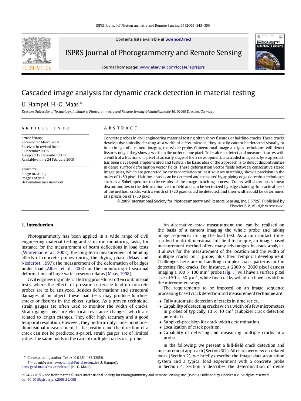 Cascaded image analysis for dynamic crack detection in material testing