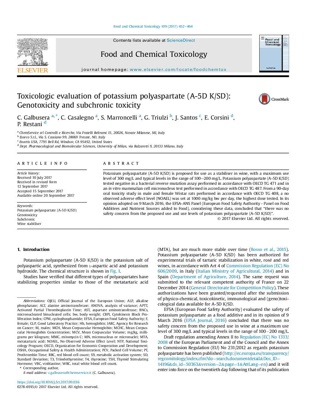 Toxicologic evaluation of potassium polyaspartate (A-5D K/SD): Genotoxicity and subchronic toxicity