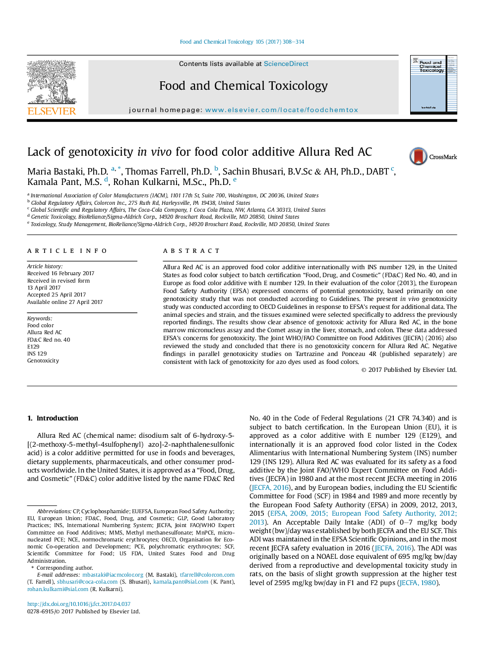 Lack of genotoxicity inÂ vivo for food color additive Allura Red AC