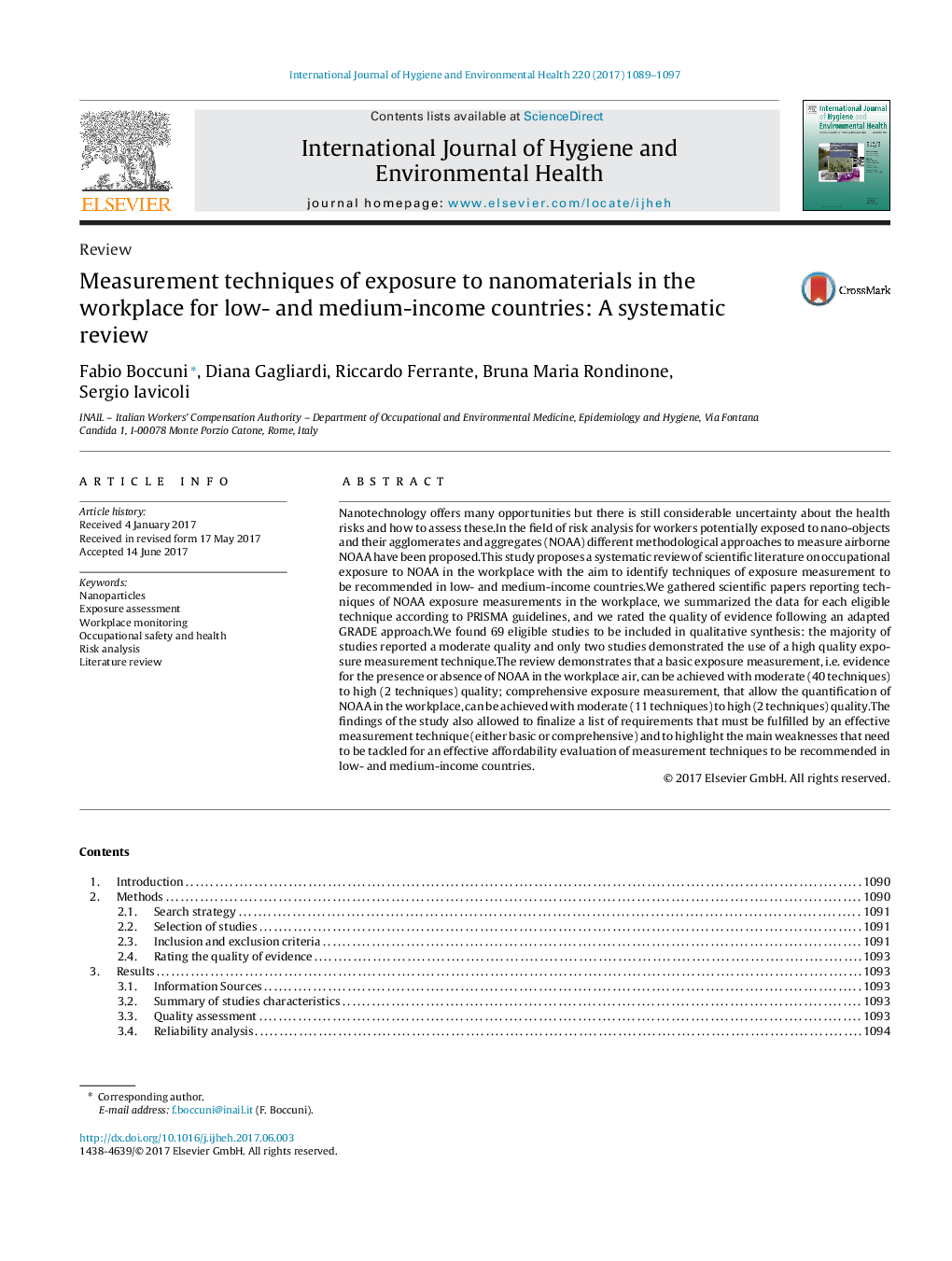 Measurement techniques of exposure to nanomaterials in the workplace for low- and medium-income countries: A systematic review