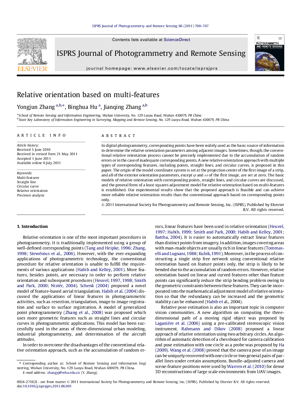 Relative orientation based on multi-features