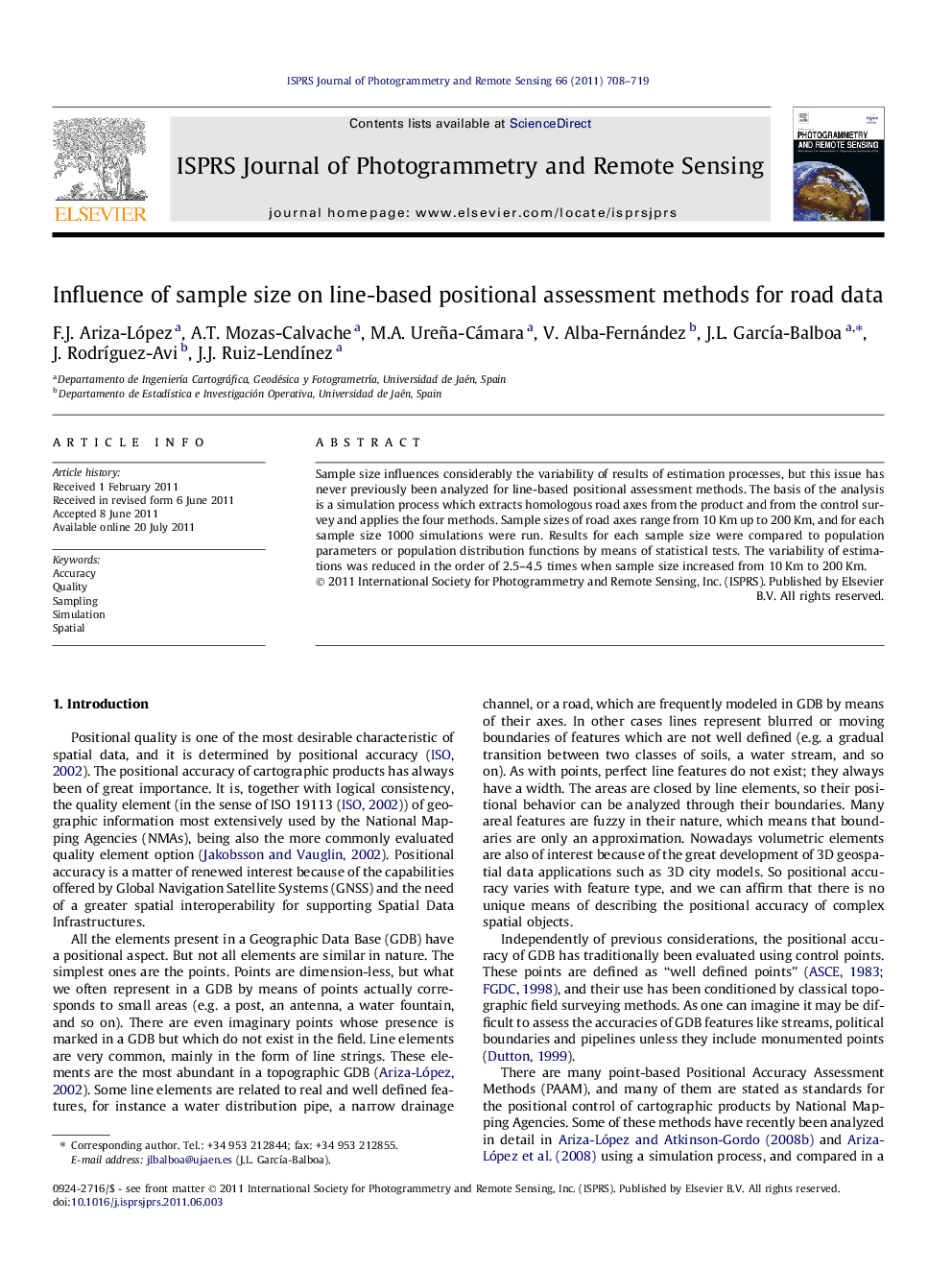 Influence of sample size on line-based positional assessment methods for road data