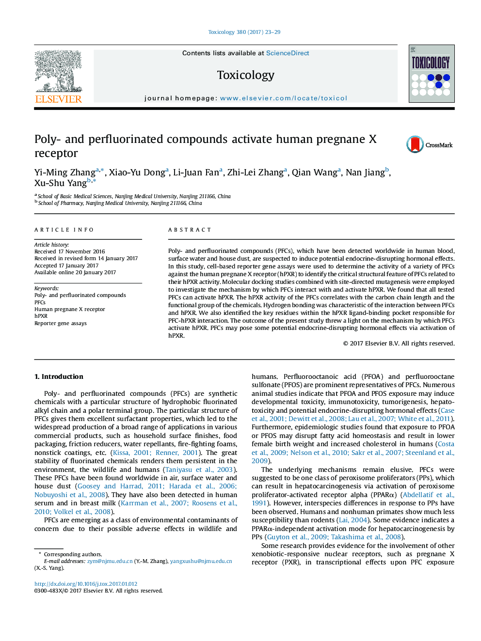 Poly- and perfluorinated compounds activate human pregnane X receptor