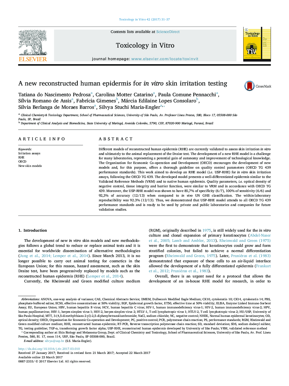 A new reconstructed human epidermis for in vitro skin irritation testing