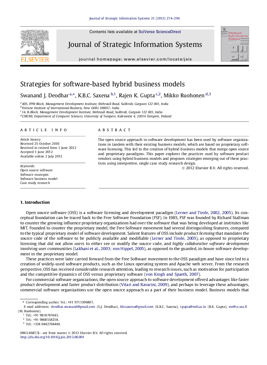 Strategies for software-based hybrid business models