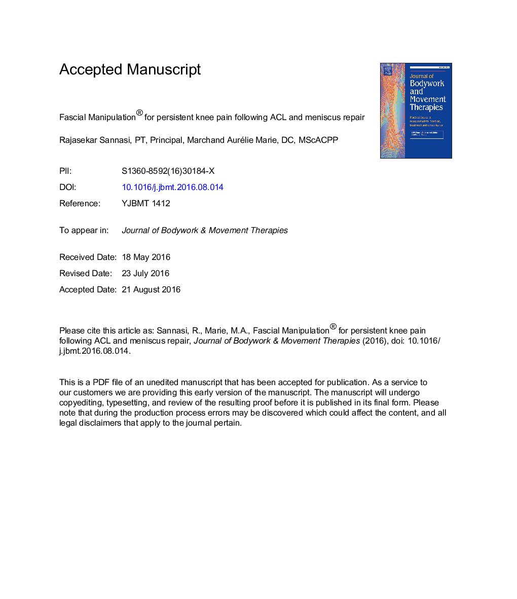Fascial Manipulation® for persistent knee pain following ACL and meniscus repair
