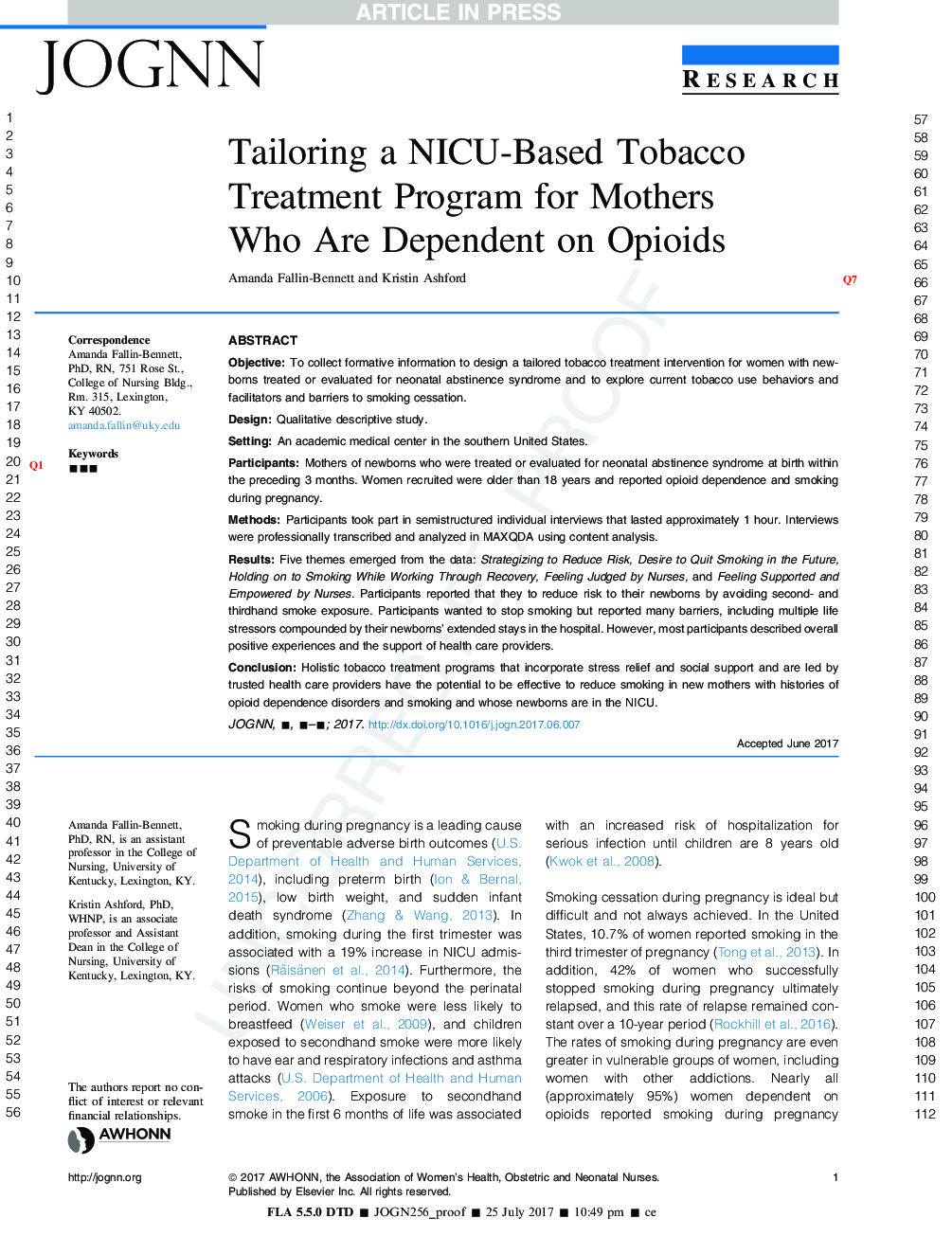Tailoring a NICU-Based Tobacco Treatment Program for Mothers Who Are Dependent on Opioids