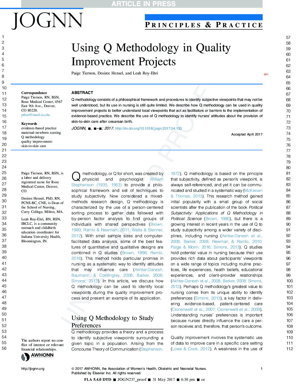 Using Q Methodology in Quality Improvement Projects