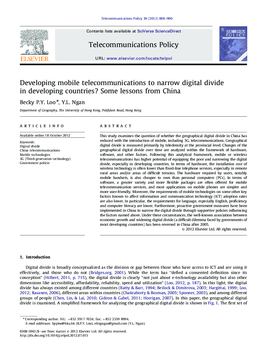 Developing mobile telecommunications to narrow digital divide in developing countries? Some lessons from China