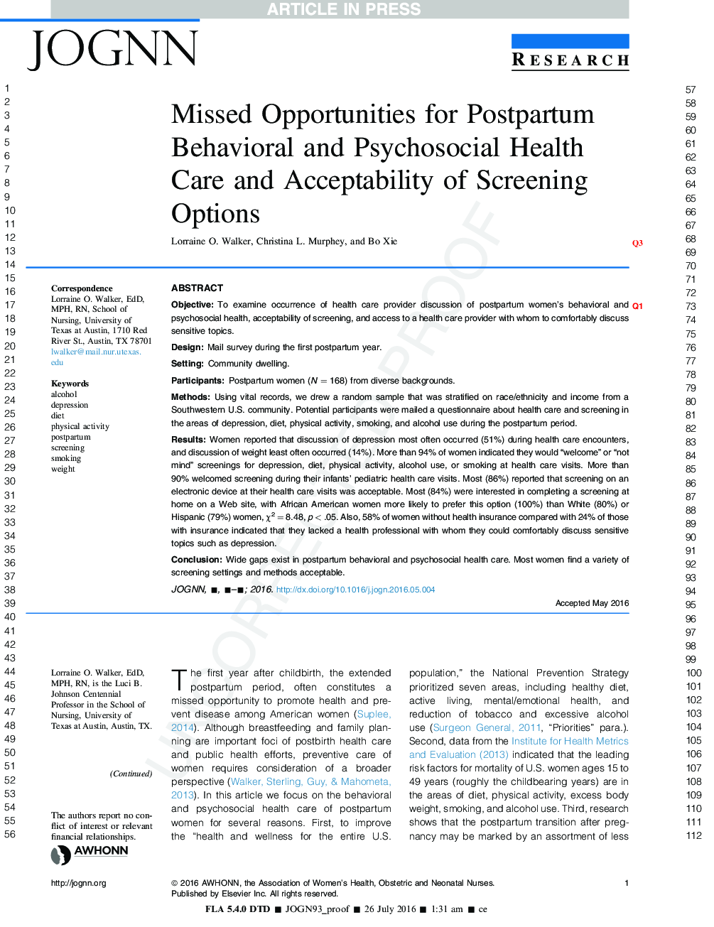 Missed Opportunities for Postpartum Behavioral and Psychosocial Health Care and Acceptability of Screening Options