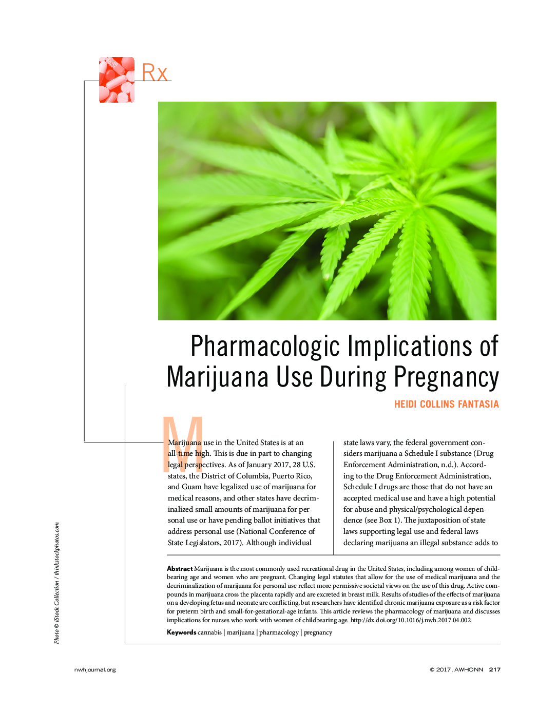 Pharmacologic Implications of Marijuana Use During Pregnancy