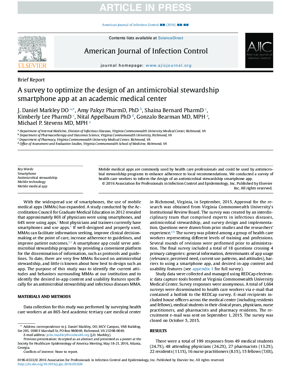 A survey to optimize the design of an antimicrobial stewardship smartphone app at an academic medical center