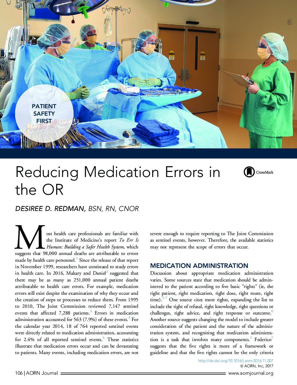 عکس صفحه اول مقاله: Reducing Medication Errors in the OR Reducing Medication Errors in the OR