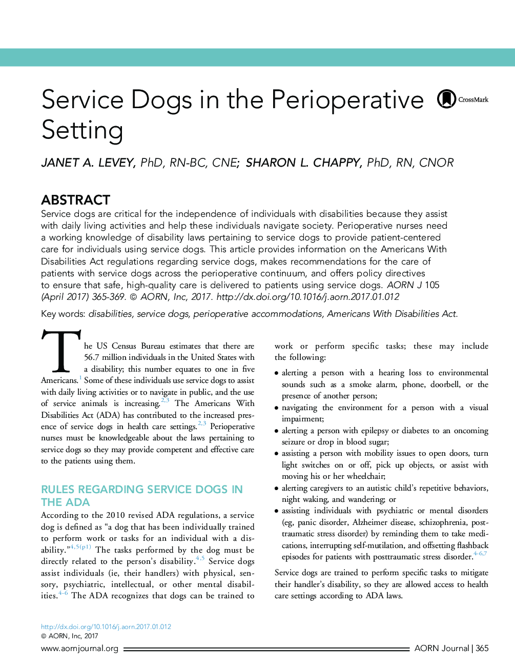 Service Dogs in the Perioperative Setting