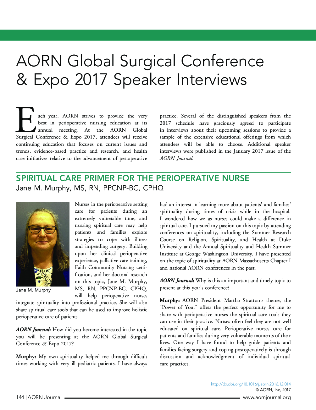 عکس صفحه اول مقاله: AORN Global Surgical Conference & Expo 2017 Speaker Interviews AORN Global Surgical Conference & Expo 2017 Speaker Interviews