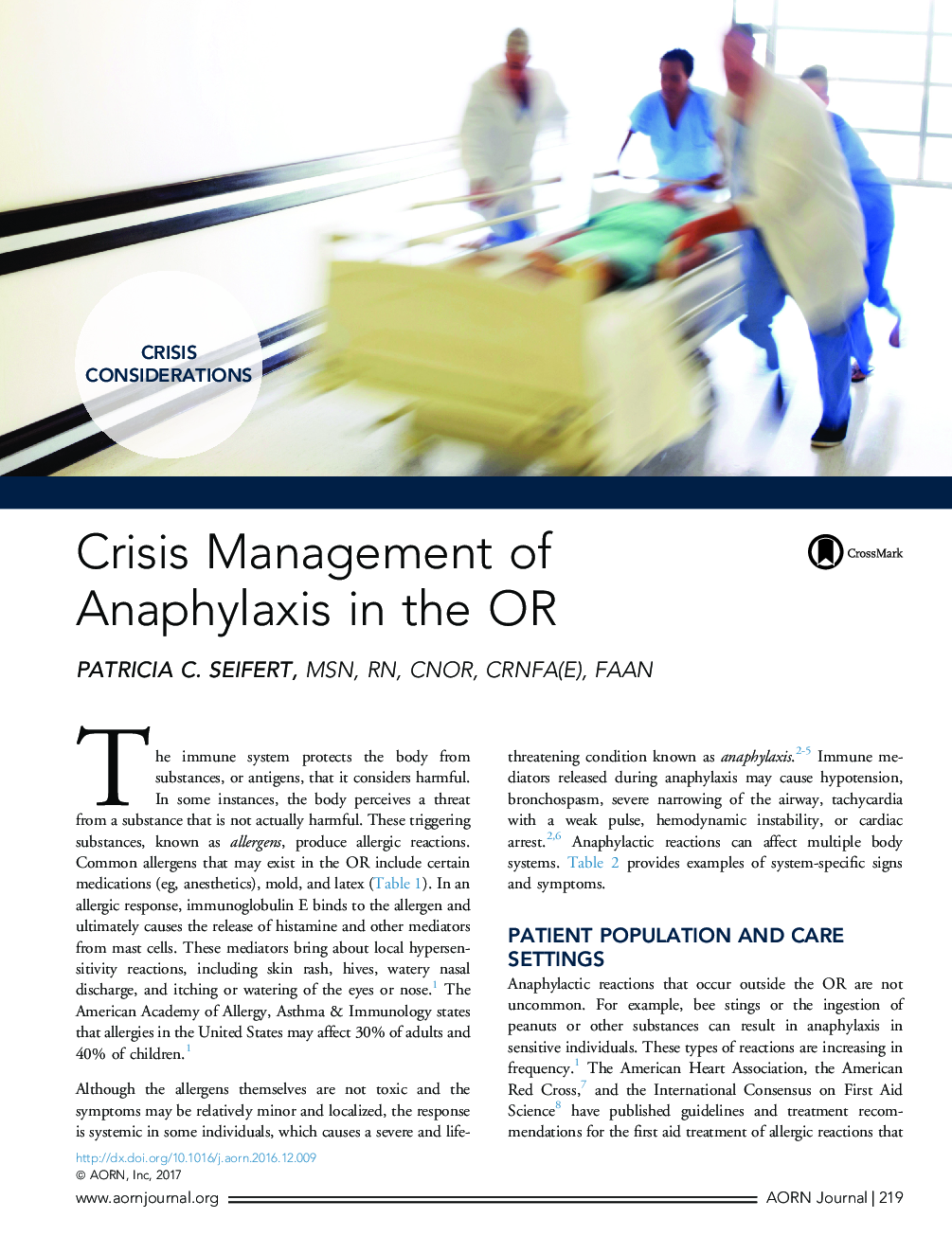 عکس صفحه اول مقاله: Crisis Management of Anaphylaxis in the OR Crisis Management of Anaphylaxis in the OR