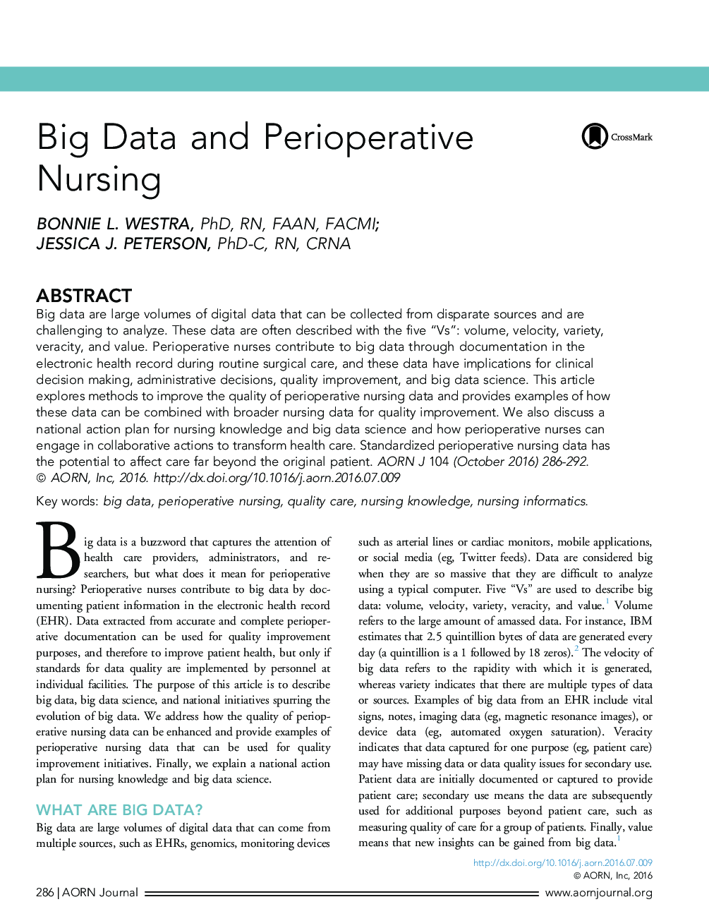 Big Data and Perioperative Nursing