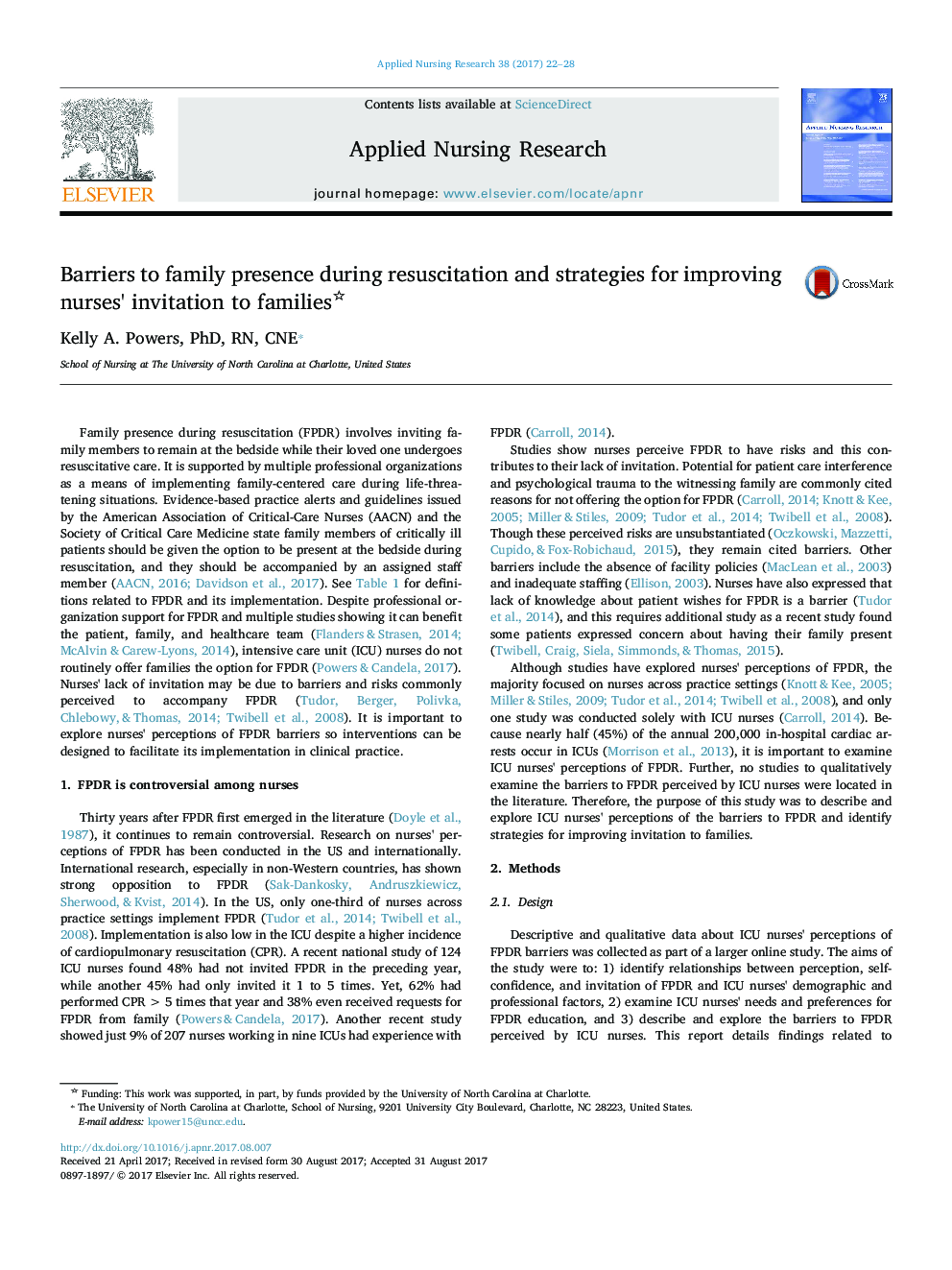 Barriers to family presence during resuscitation and strategies for improving nurses' invitation to families