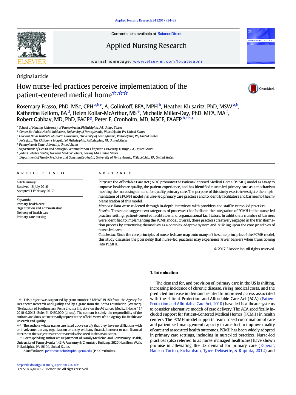 How nurse-led practices perceive implementation of the patient-centered medical home