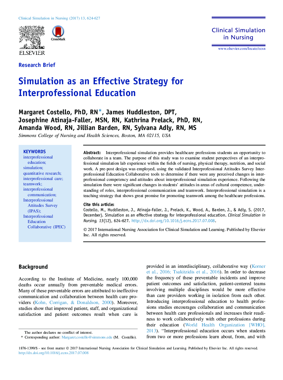 Simulation as an Effective Strategy for Interprofessional Education
